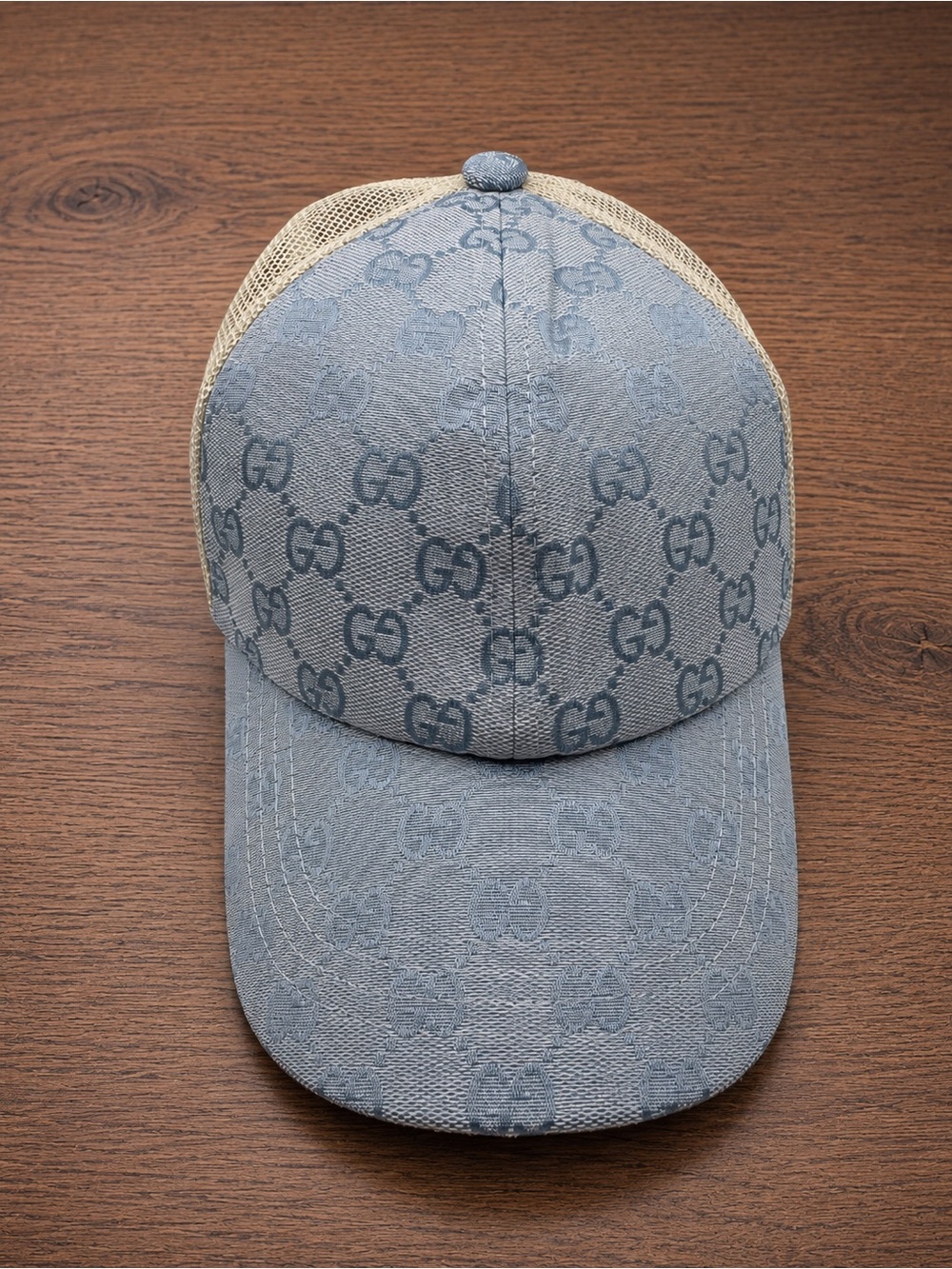 Gucci GG Monogram Mesh Back Baseball Cap Blue - Size M